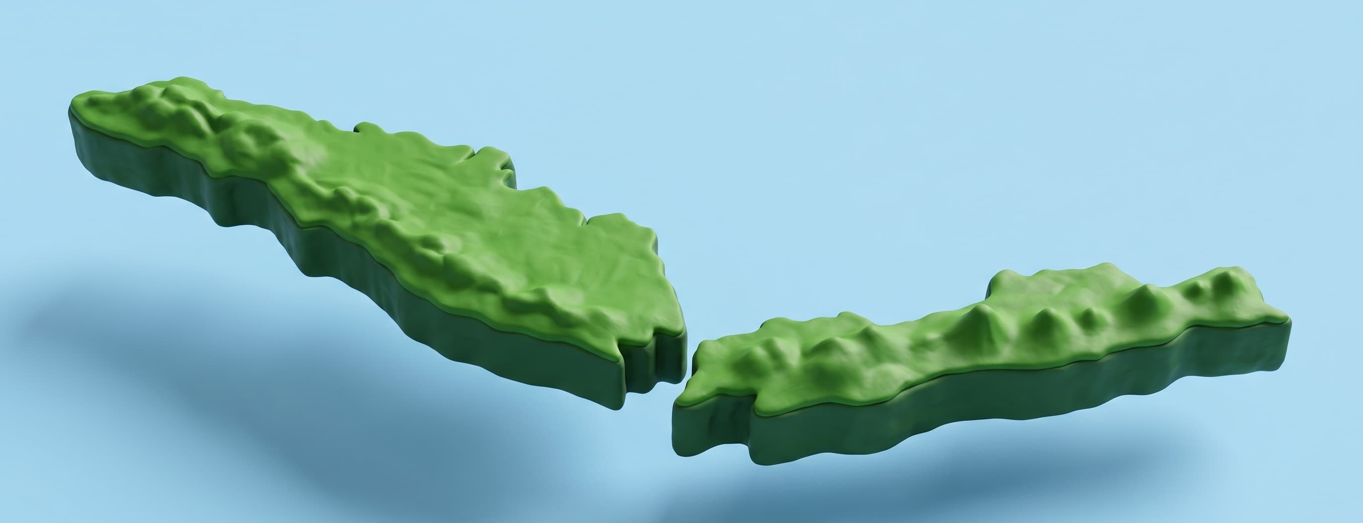 Diorama peta 3D Pulau Sumatra dan Jawa